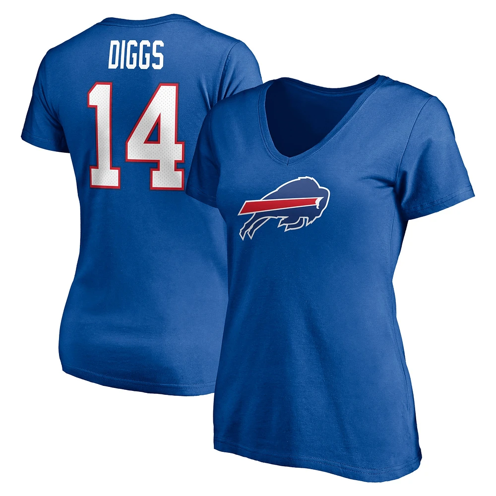 Fanatics pour femmes Stefon Diggs Royal Buffalo Bills Player Icon Nom et numéro T-shirt à col en V