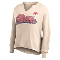 Women's Fanatics Tan Buffalo Bills Go For It Notch Neck Waffle Knit Lightweight Long Sleeve T-Shirt