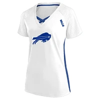 Women's Fanatics  White Buffalo Bills Plus Glitter Lace-Up V- Neck T-Shirt