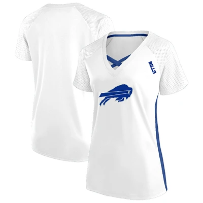 Women's Fanatics  White Buffalo Bills Plus Glitter Lace-Up V- Neck T-Shirt