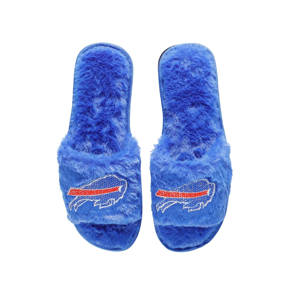 Buffalo Bills FOCO Women's Rhinestone Fuzzy Slippers - Royal