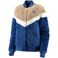 Veste G-III 4Her by Carl Banks pour femme Royal/Cream Buffalo Bills Riot Squad Sherpa Full-Snap