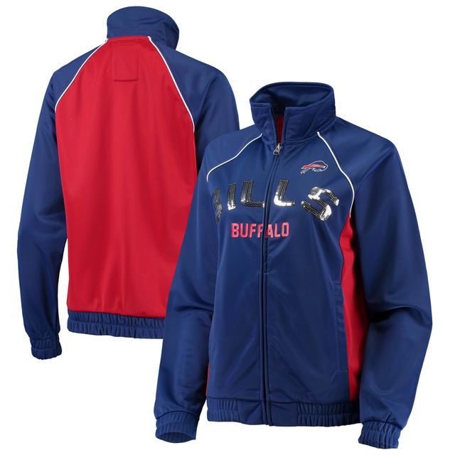 G-III 4Her par Carl Banks pour femmes Royal Buffalo Bills Backfield Raglan - Veste de survêtement entièrement zippée