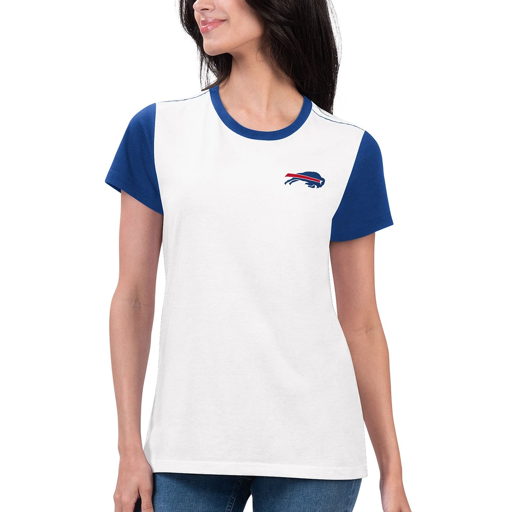 Women's G-III 4Her by Carl Banks White/Royal Buffalo Bills Fashion Illustration T-Shirt