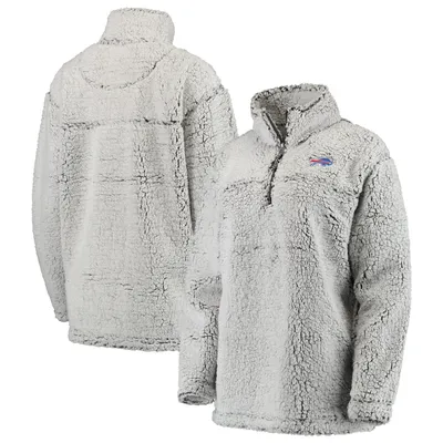 Buffalo Bills Women's Sherpa Quarter-Zip Pullover Jacket - Gray