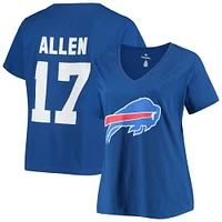 Josh Allen Royal Buffalo Bills T-shirt à col en V pour femmes, taille plus, Fair Catch Name & Number