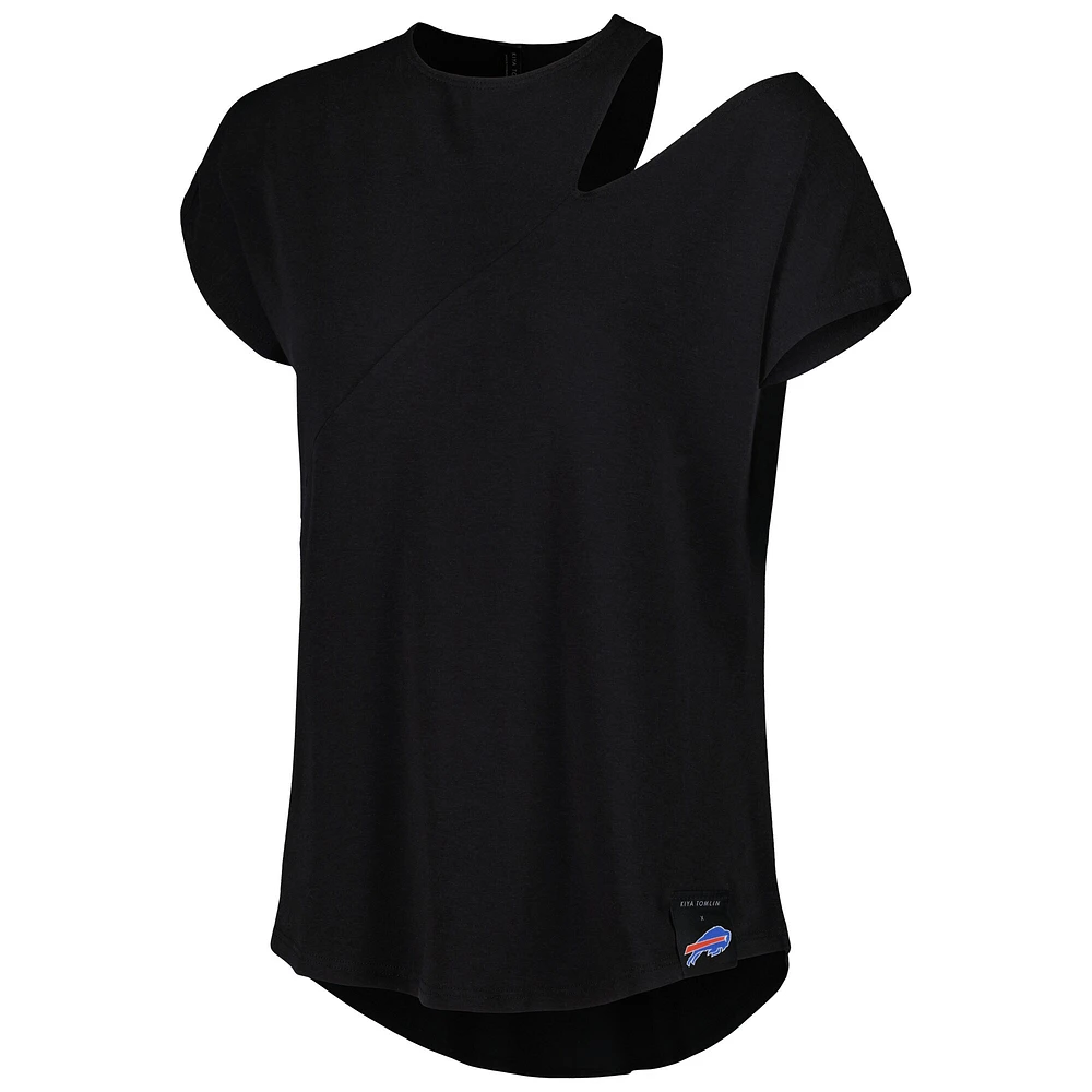 Women's KIYA TOMLIN Black Buffalo Bills Cut Out Tri-Blend Shirt