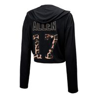 Women's Majestic Threads Josh Allen Black Buffalo Bills Leopard Player Name & Number Long Sleeve Cropped Hoodie