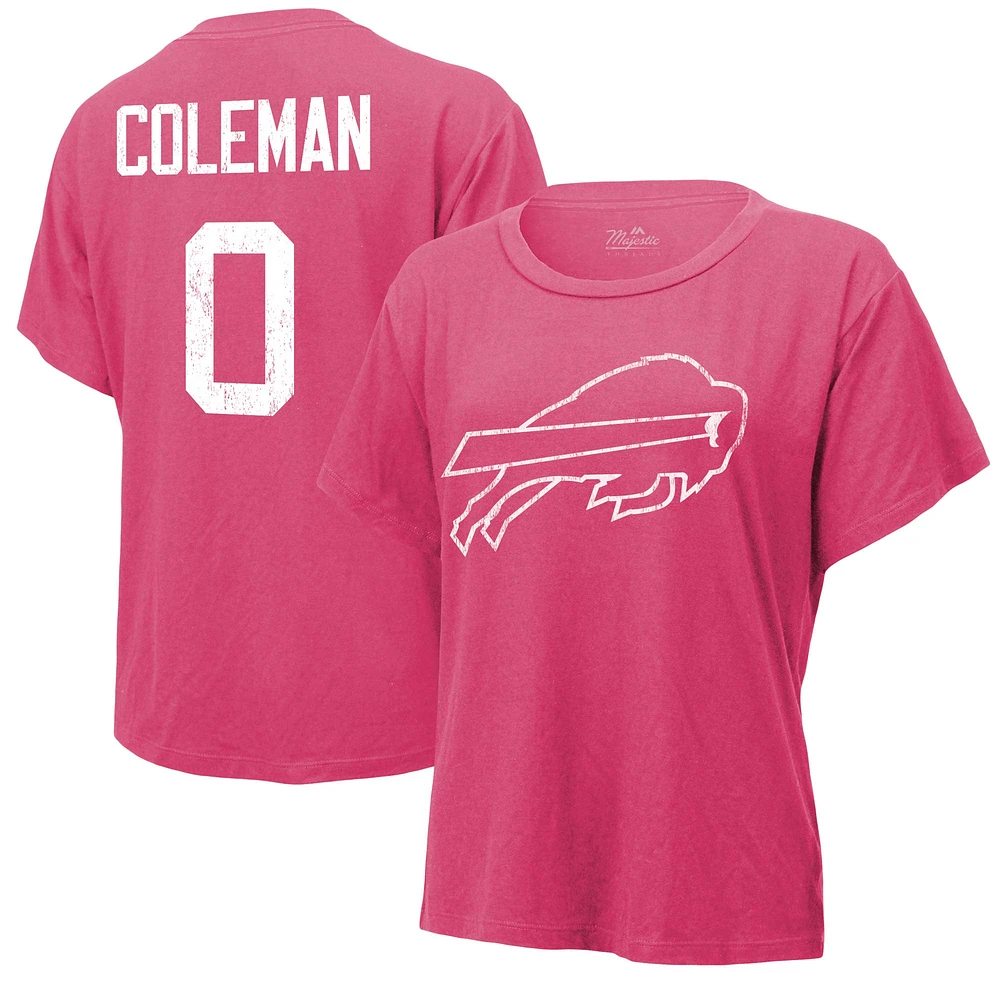 T-shirt Majestic Threads pour femme avec nom et numéro Keon Coleman des Buffalo Bills rose