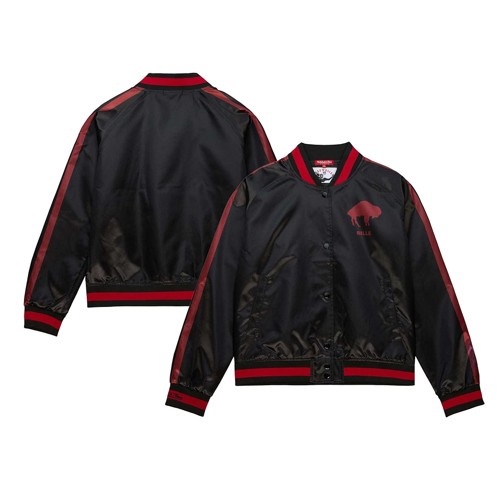 Veste noire à bouton-pression en satin raglan Buffalo Bills Mitchell & Ness pour femme