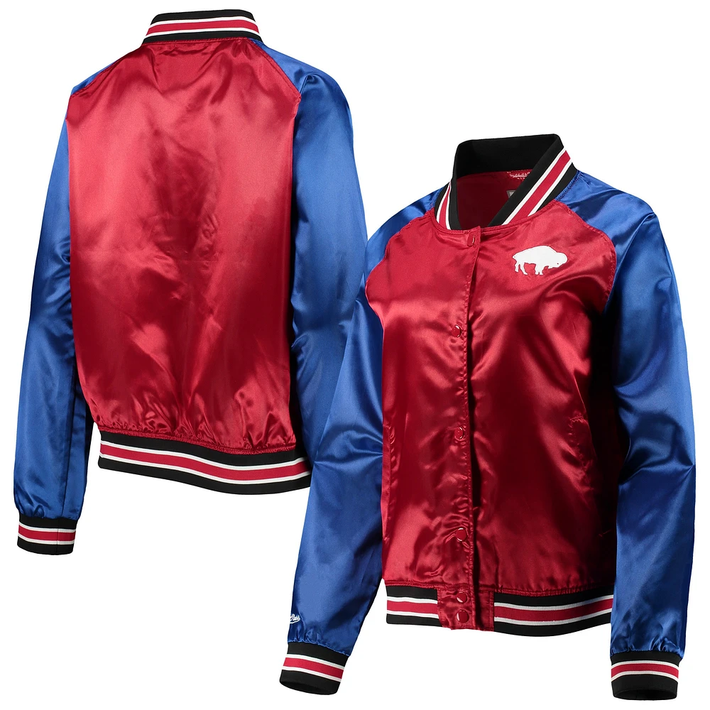 Women's Mitchell & Ness Red Buffalo Bills Team 2.0 Satin Raglan Full-Snap Jacket