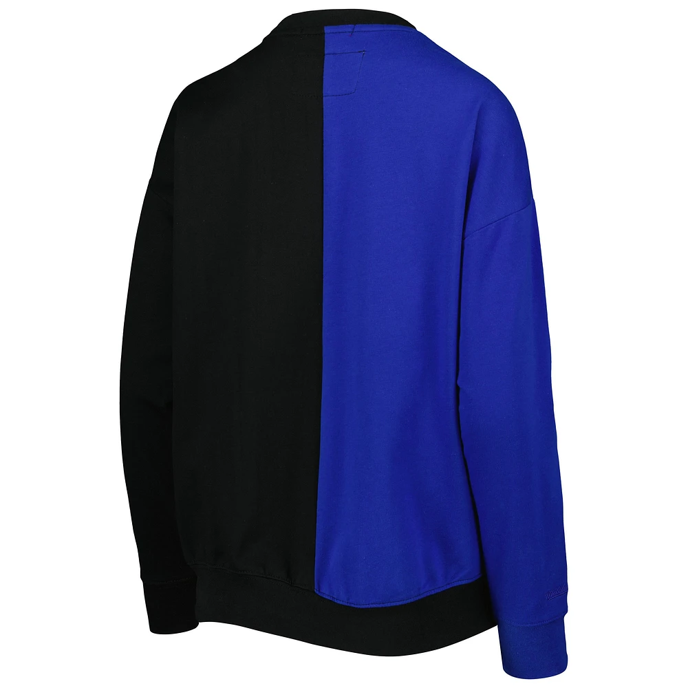 Women's Mitchell & Ness Royal/Black Buffalo Bills Big Face Pullover Sweatshirt