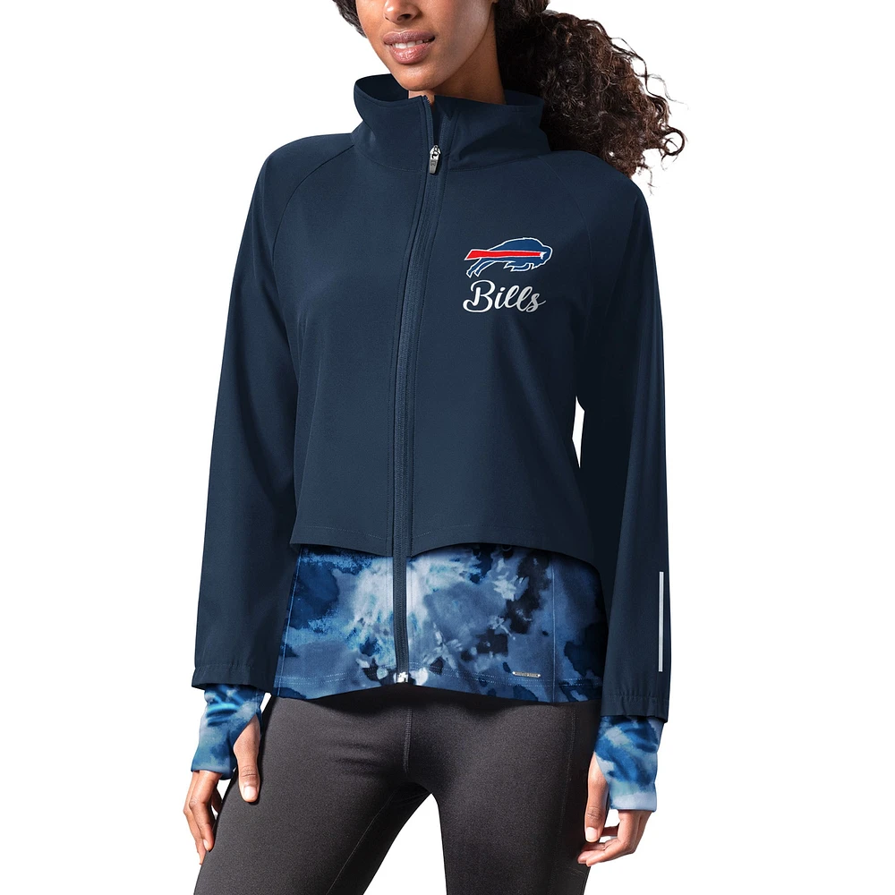 Women's MSX by Michael Strahan Navy Buffalo Bills Grace Raglan Full-Zip Running Jacket