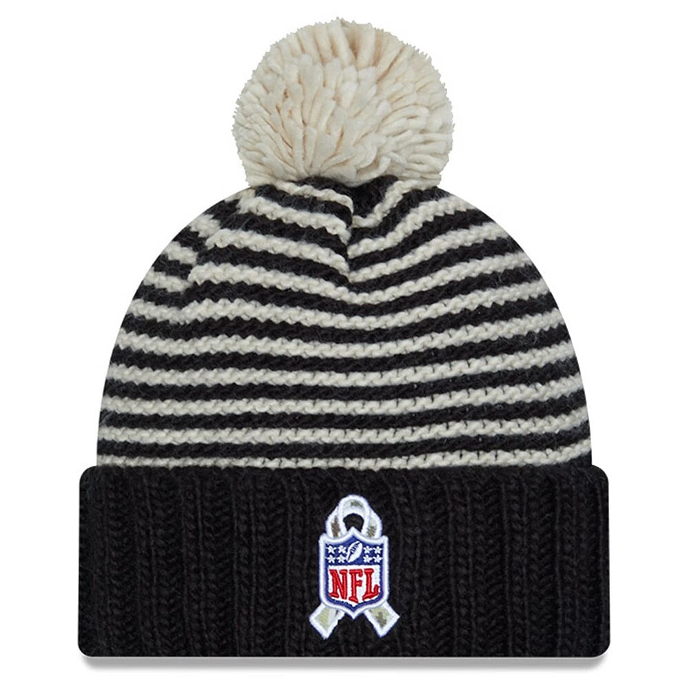 Bonnet en tricot à pompon à revers New Era Buffalo Bills 2023 Salute To Service pour femme noir