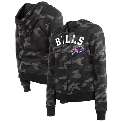 Sweat à capuche noir camouflage Buffalo Bills New Era pour femme