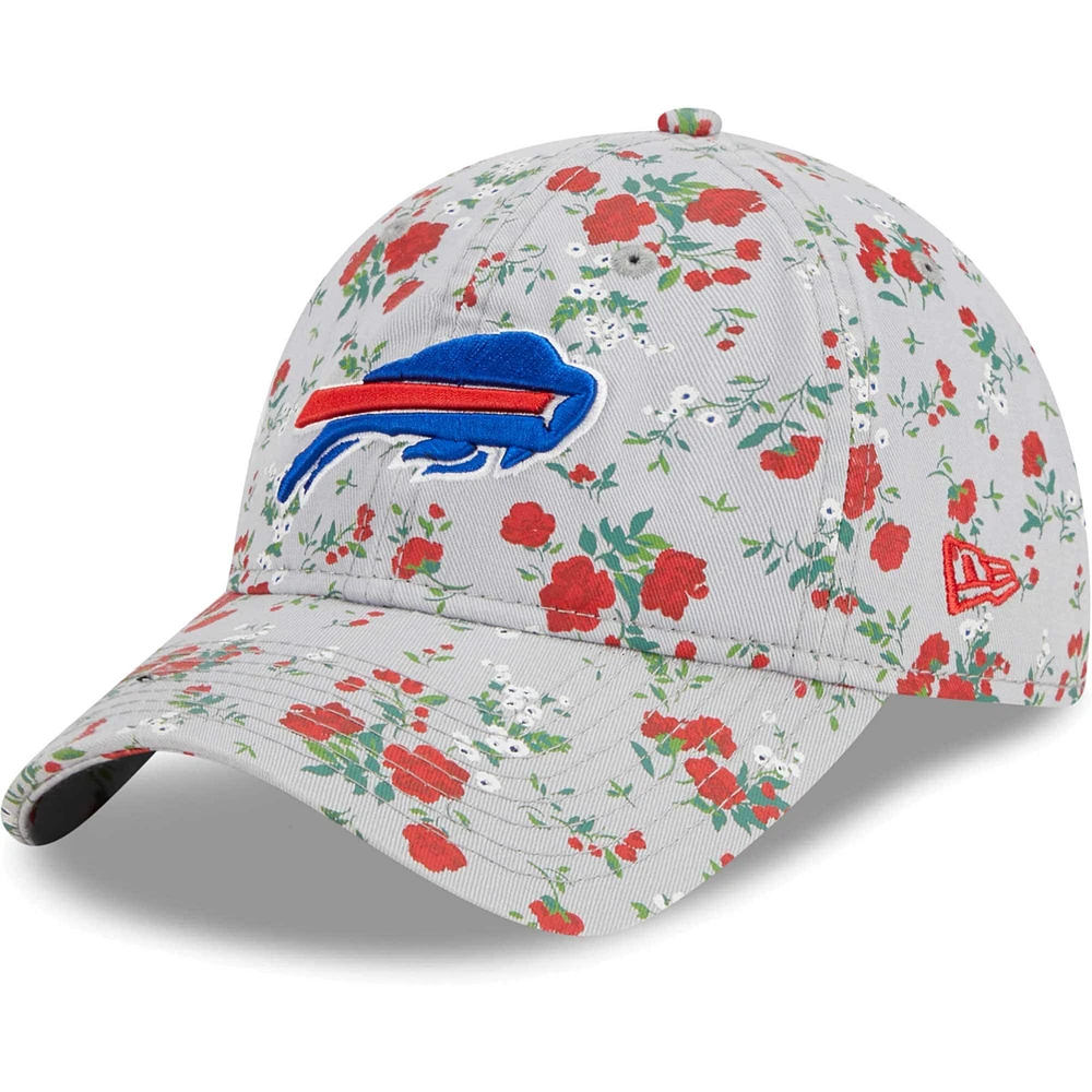 Chapeau réglable Buffalo Bills Bouquet 9TWENTY gris New Era pour femme