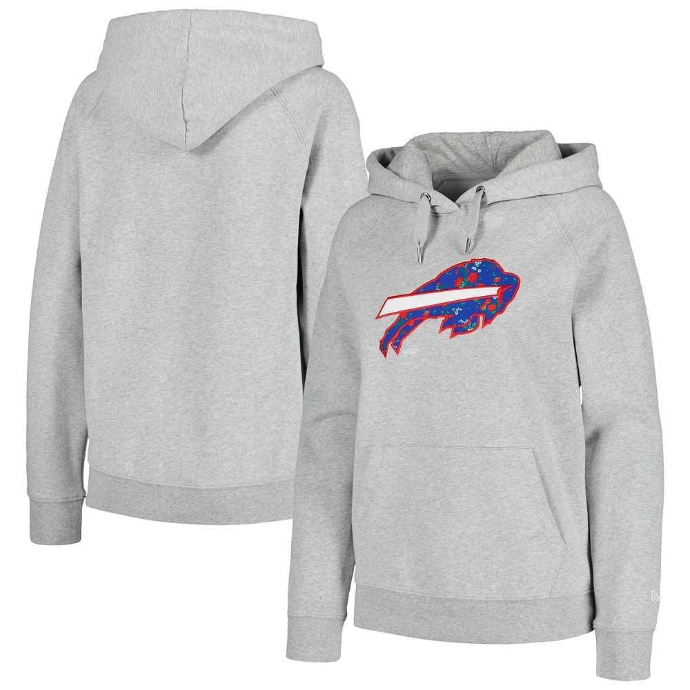 Sweat à capuche raglan floral Buffalo Bills New Era pour femme, gris