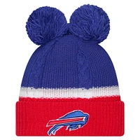 Women's New Era  Royal Buffalo Bills Double Bubble Cuffed Knit Hat with Poms