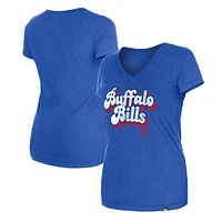 Women's New Era Royal Buffalo Bills Enzyme Wash Low V-Neck T-Shirt