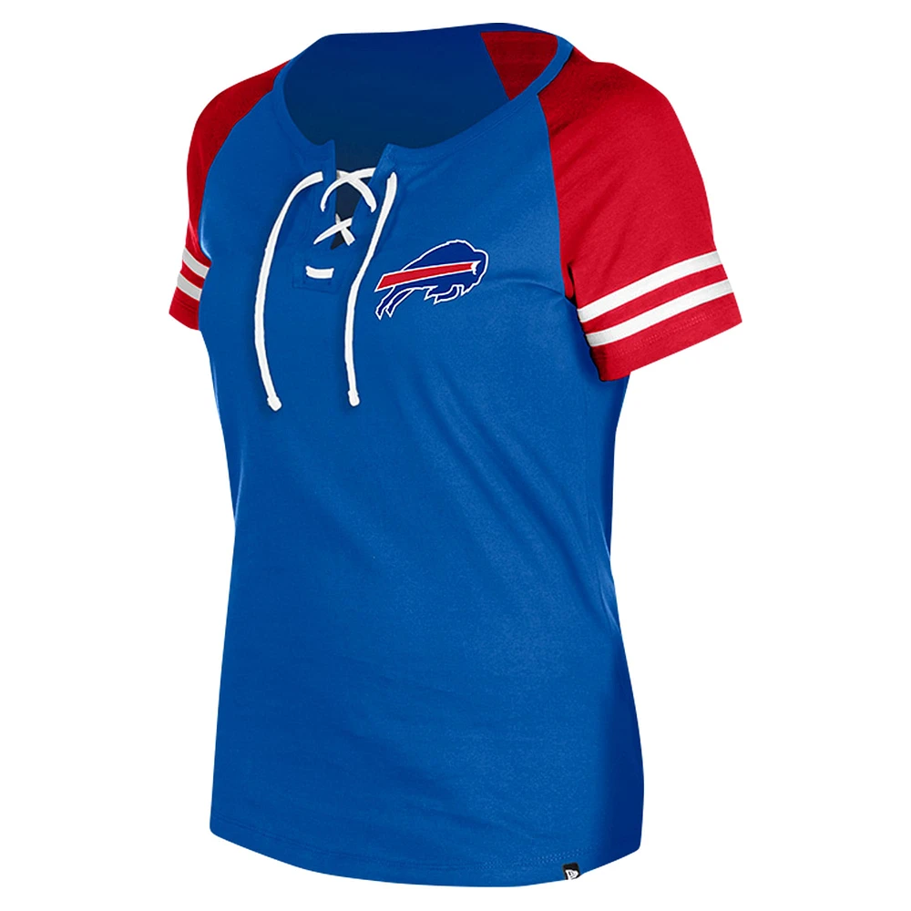 T-shirt raglan à lacets Royal Buffalo Bills New Era pour femme