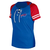 T-shirt raglan à lacets Royal Buffalo Bills New Era pour femme