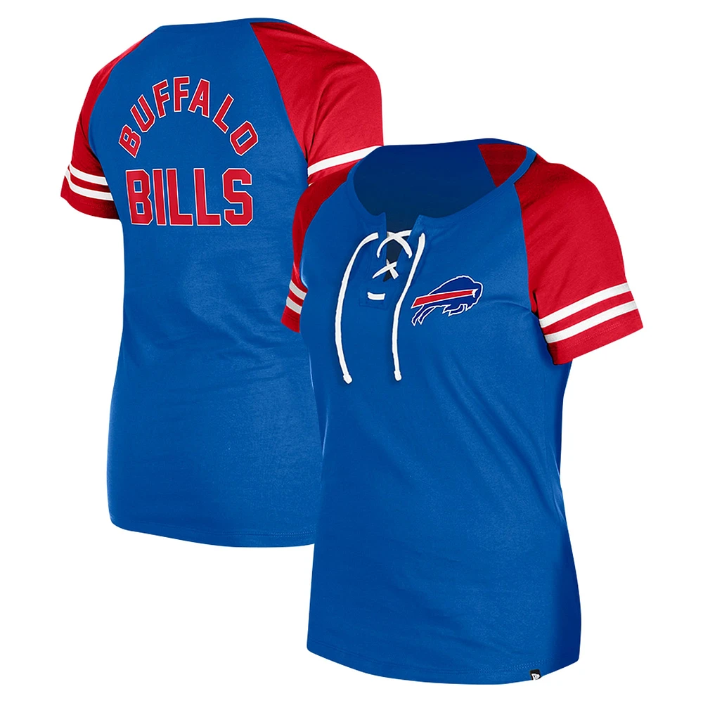 T-shirt raglan à lacets Royal Buffalo Bills New Era pour femme