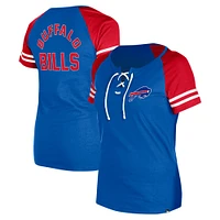 Women's New Era Royal Buffalo Bills  Lace-Up Raglan T-Shirt