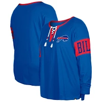 Women's New Era  Royal Buffalo Bills Plus Lace-Up Notch Neck Long Sleeve T-Shirt