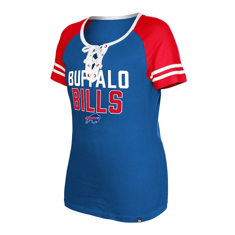 Women's New Era  Royal Buffalo Bills Raglan Lace-Up T-Shirt