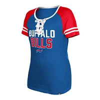 T-shirt à lacets raglan Royal Buffalo Bills New Era pour femme