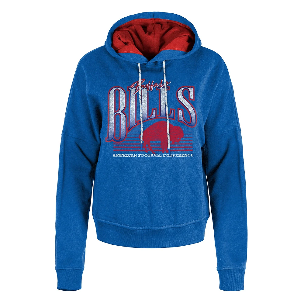 Women's New Era Royal Buffalo Bills Throwback Boxy Pullover Hoodie