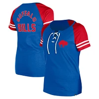 Women's New Era Royal Buffalo Bills Throwback Lace-Up Raglan T-Shirt