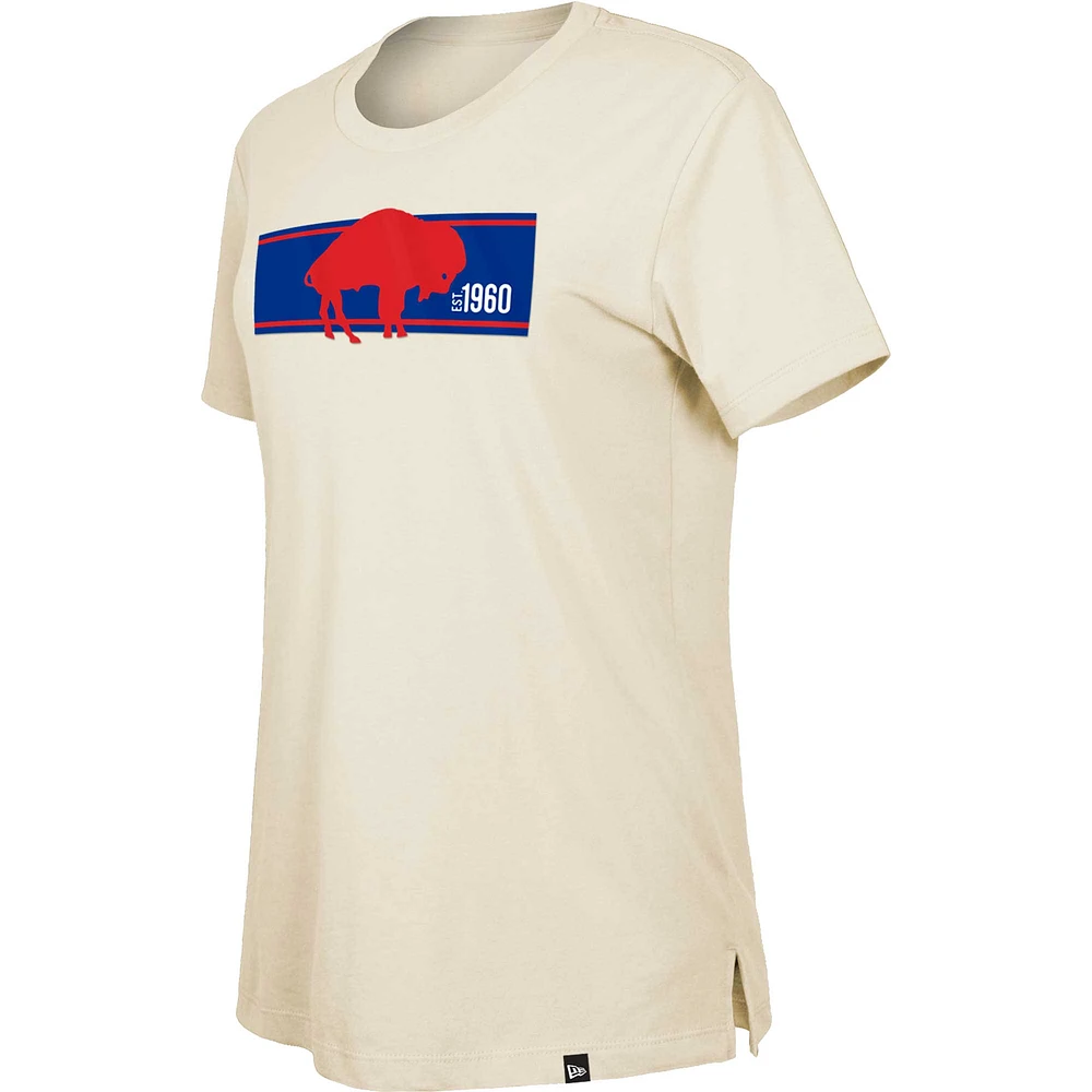 T-shirt pour femme New Era crème Buffalo Bills Third Down Historic