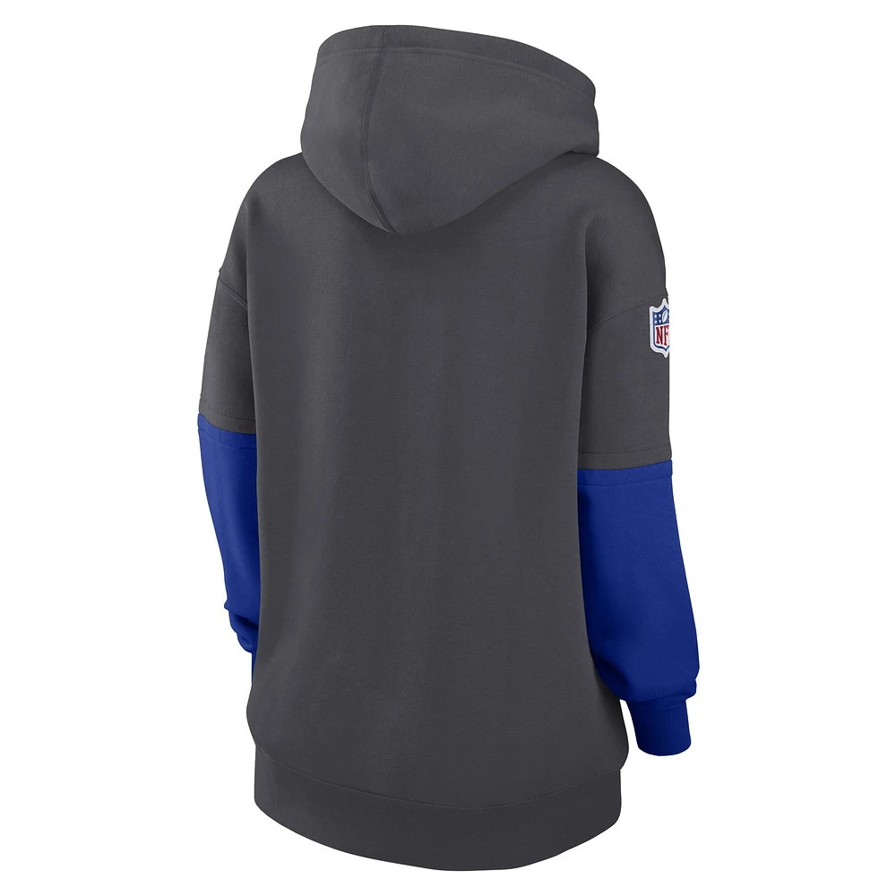 Women's Nike Anthracite Buffalo Bills 2024 Sideline Essential Fleece Pullover Hoodie