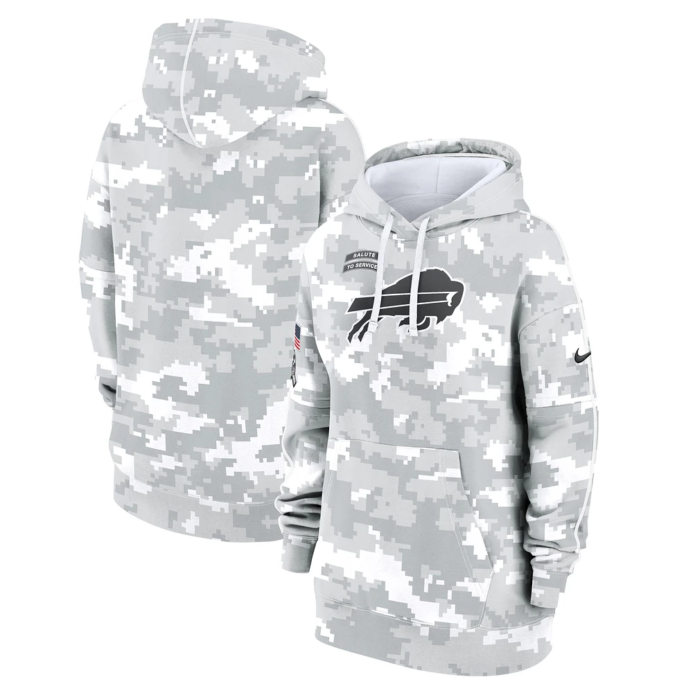 Women's Nike Arctic Camo Buffalo Bills 2024 Salute To Service Club Fleece Oversized Pullover Hoodie