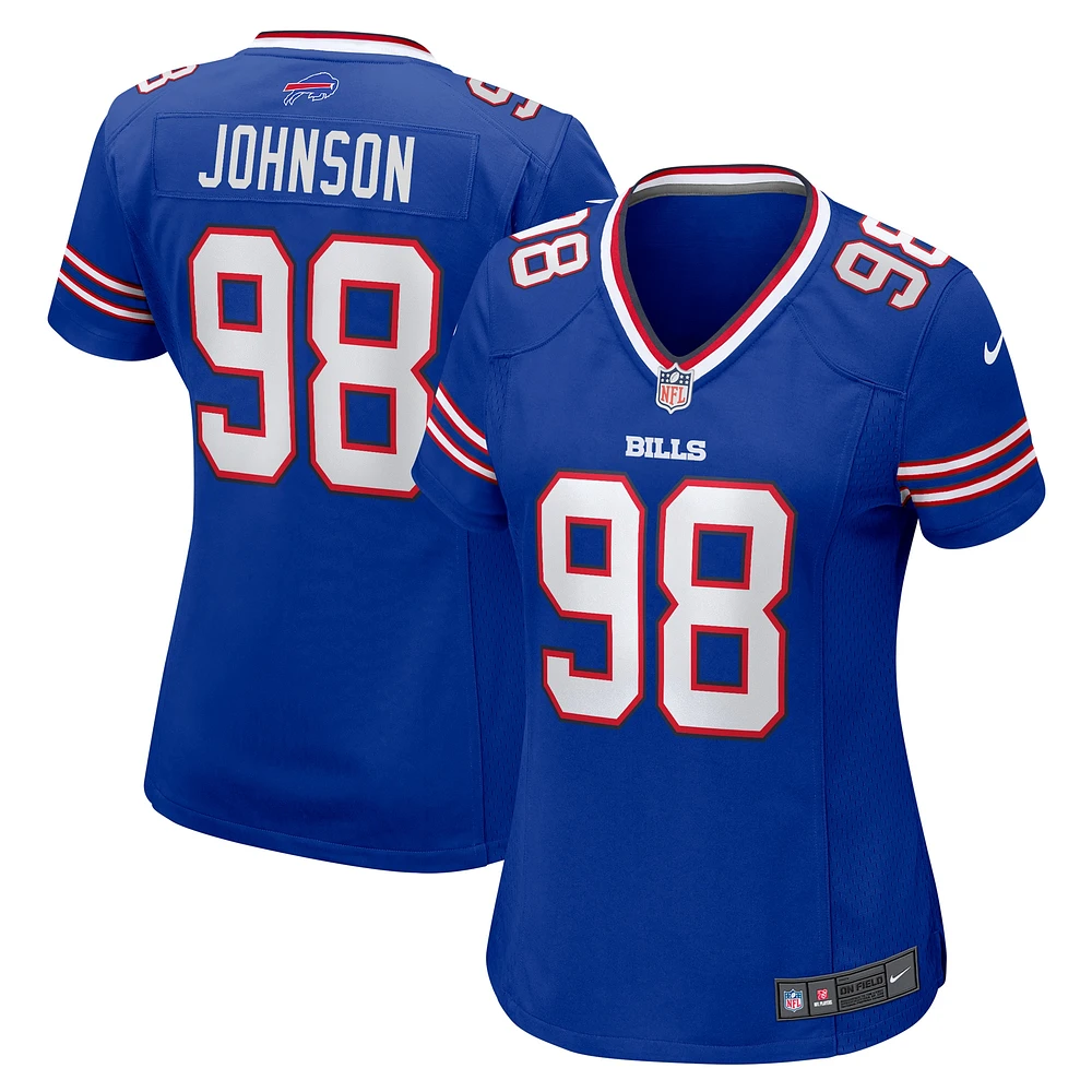 Maillot de match l'équipe Nike Austin Johnson Royal Buffalo Bills pour femme