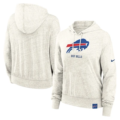 Women's Nike Cream Buffalo Bills Gym Vintage Logo Pullover Hoodie