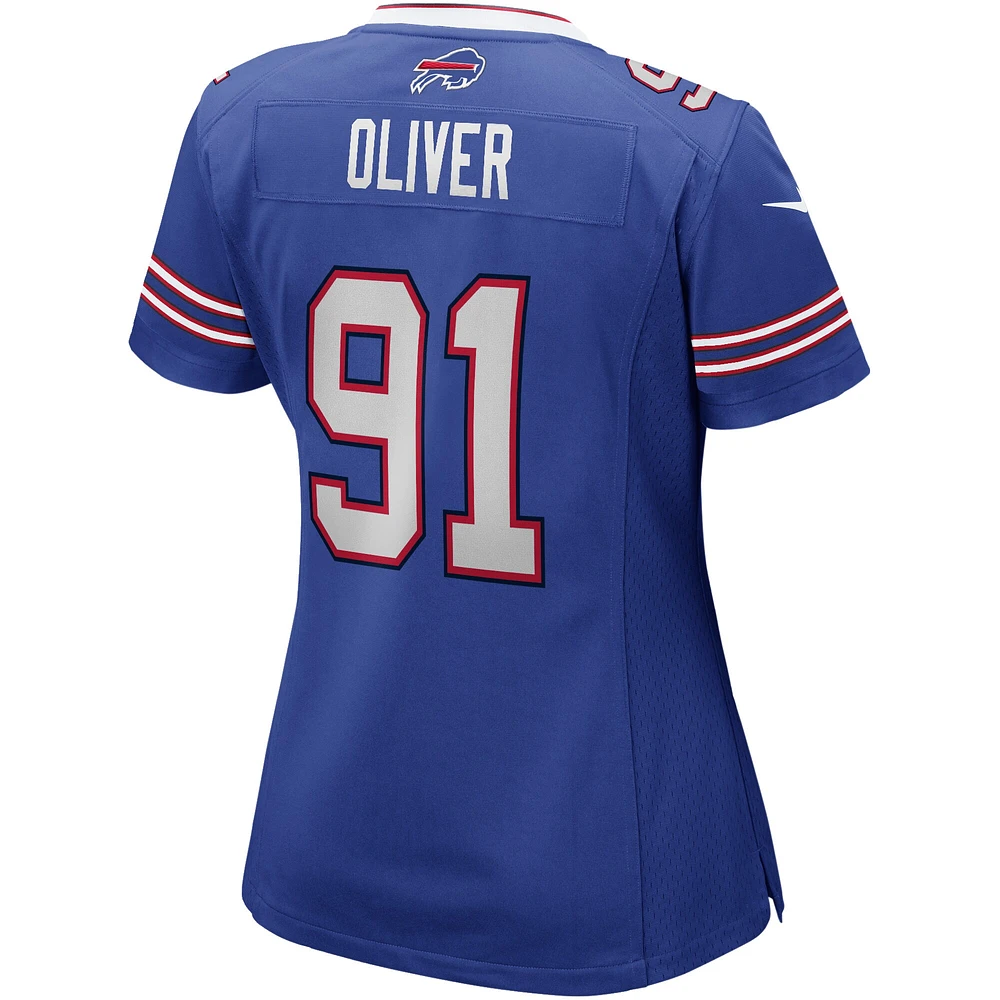 Maillot de match Nike Ed Oliver Royal Buffalo Bills pour femme