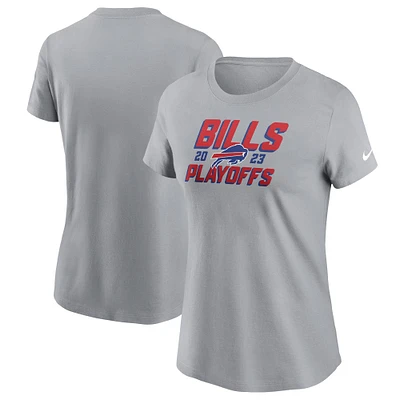 Women's Nike Gray Buffalo Bills 2023 NFL Playoffs Iconic T-Shirt