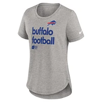 T-shirt Nike gris chiné pour femme Buffalo Bills Team Shout-Out Tri-Blend