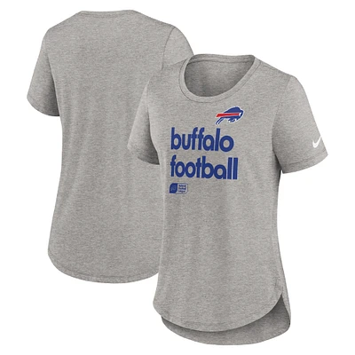 T-shirt Nike gris chiné pour femme Buffalo Bills Team Shout-Out Tri-Blend