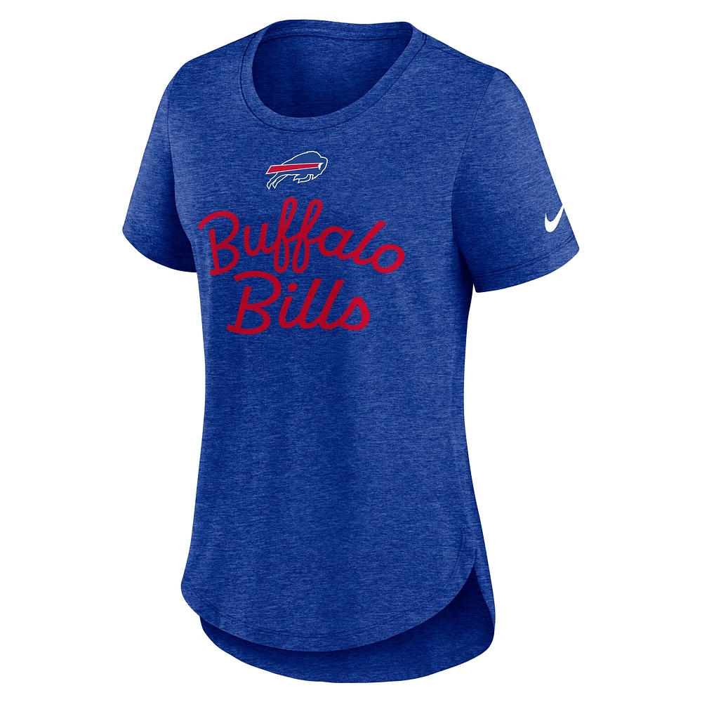 Women's Nike Heather Royal Buffalo Bills Strong Safety Tri-Blend T-Shirt