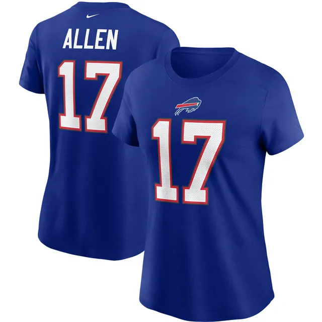 Women's Majestic Threads Josh Allen White/Red Buffalo Bills Off-Shoulder  Tie-Dye Name & Number Long Sleeve V-Neck T-Shirt