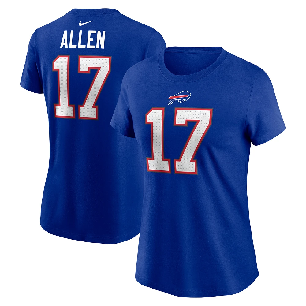 T-shirt Nike Josh Allen Royal Buffalo Bills avec nom et numéro de joueur pour femme