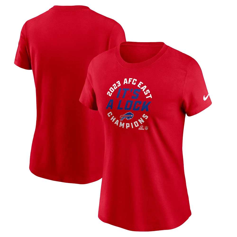 Women's Nike  Red Buffalo Bills 2023 AFC East Division Champions Locker Room Trophy Collection T-Shirt