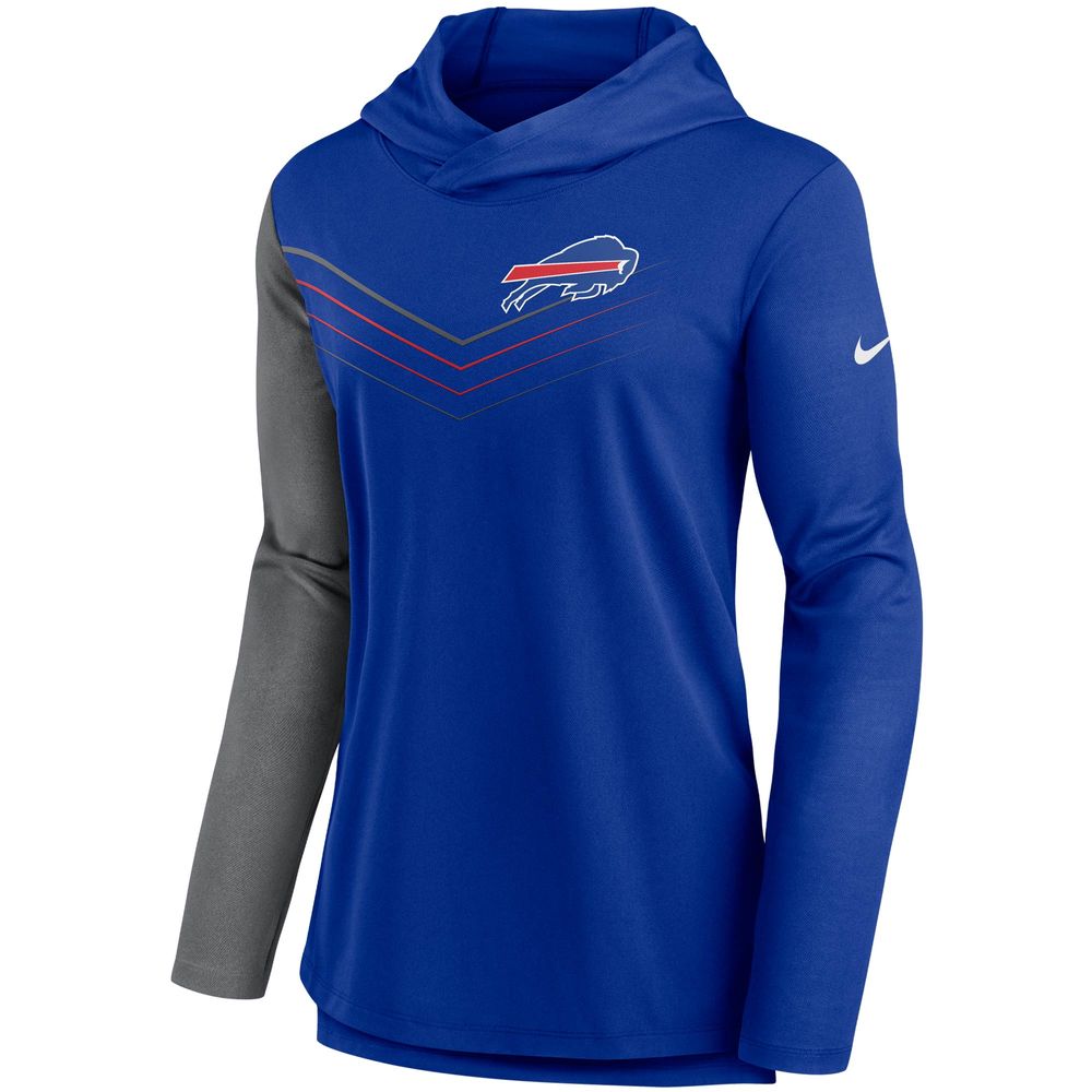 Nike Women's Nike Royal/Heathered Charcoal Buffalo Bills Chevron Hoodie  Performance Long Sleeve T-Shirt