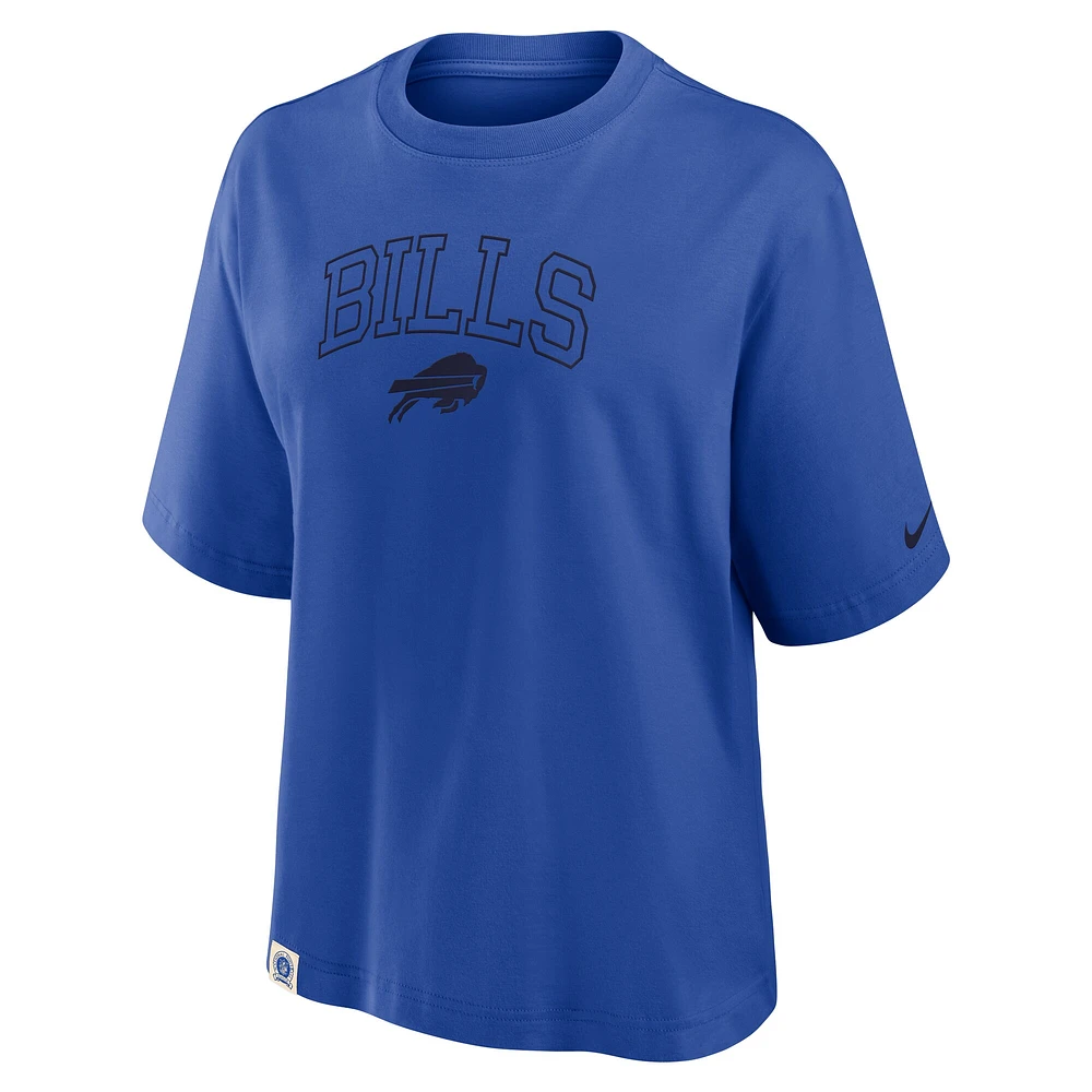 T-shirt Nike Royal Buffalo Bills Glory Arch Boxy pour femme