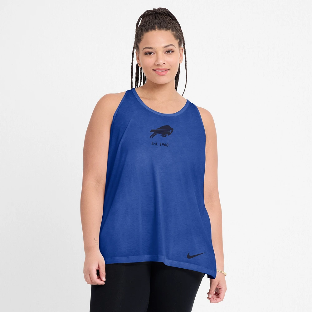 Débardeur Nike Royal Buffalo Bills Glory Crisscross Performance pour femme