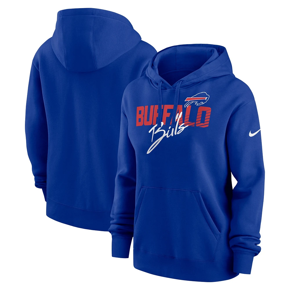 Sweat à capuche en polaire Nike Royal Buffalo Bills Wordmark Club pour femme