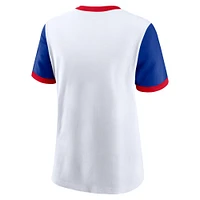 T-shirt Nike pour femme blanc/Royal Buffalo Bills Rewind Ringer